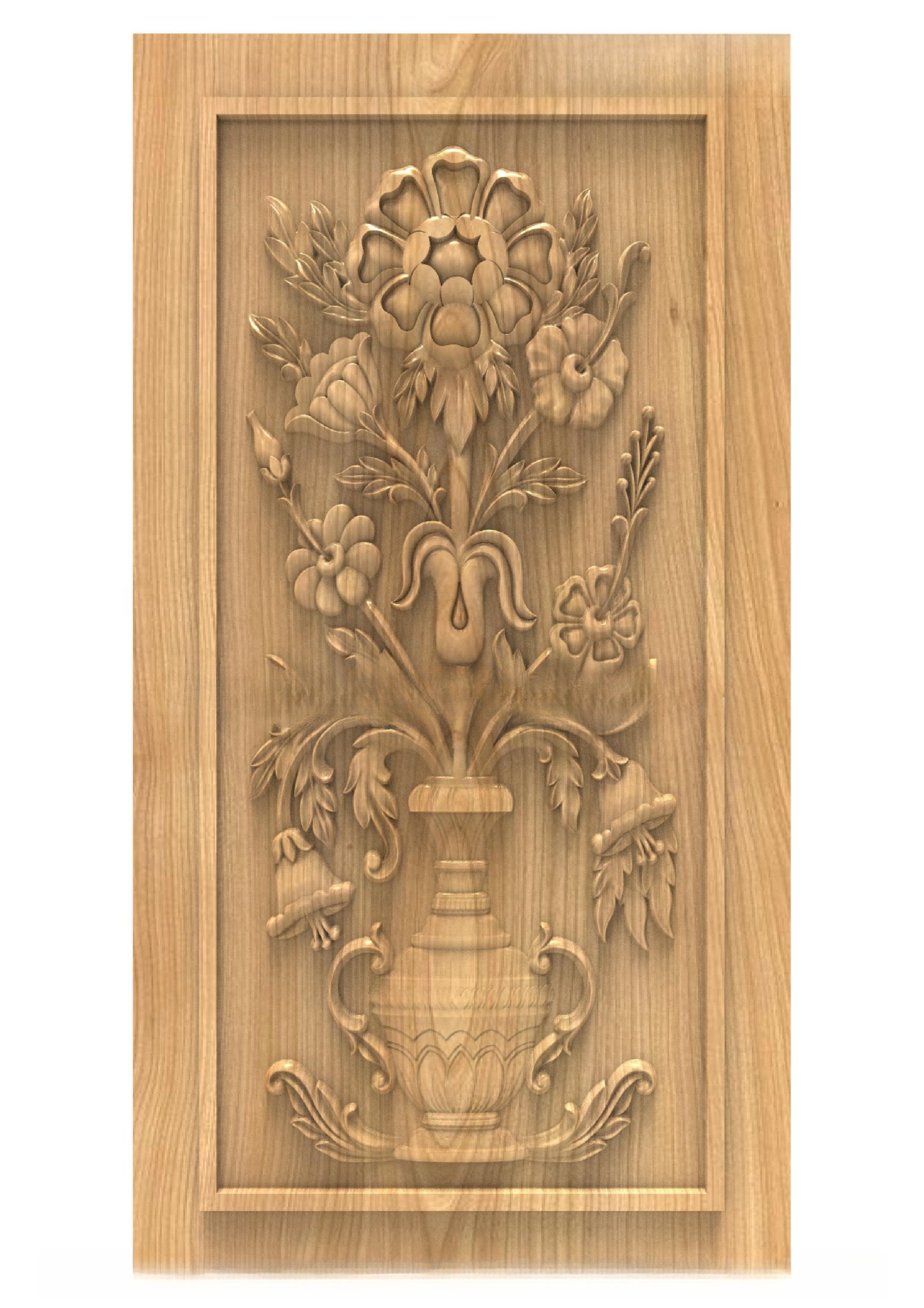 GSK DELITE DOORS - DL-41 Floral Vase Classic Carved Wooden Door 3D Relief Model